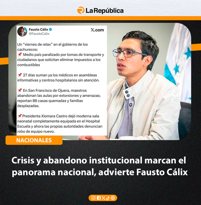Crisis y abandono institucional marcan el panorama nacional, advierte Fausto Cálix - Cover Image